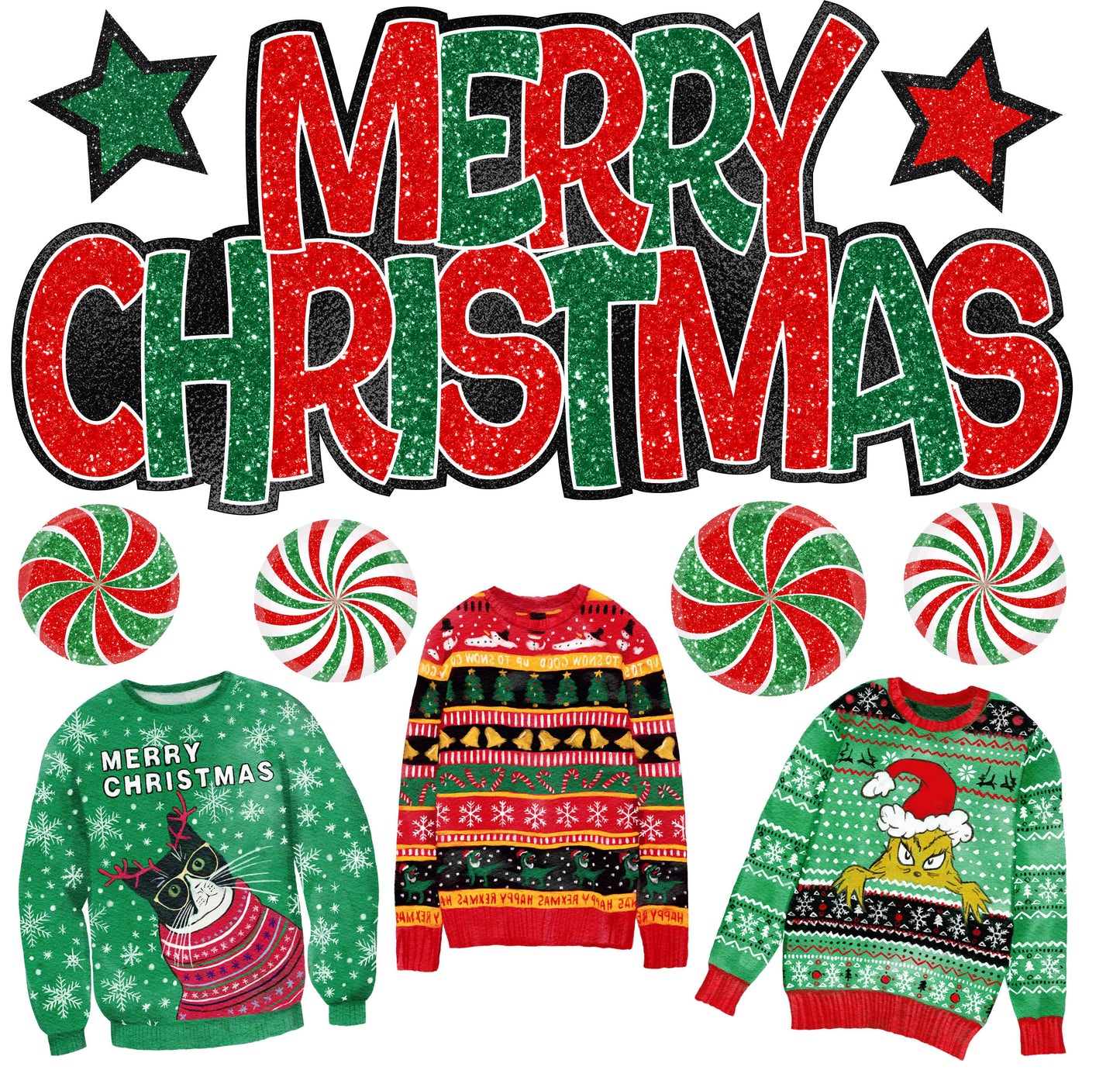 Merry Christmas Set 2 Ugly Sweaters Half Sheet