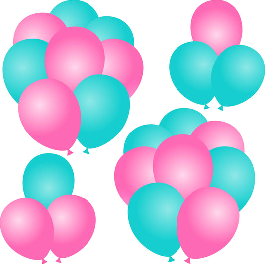 Solid Pink and Teal Balloons Half Sheet Misc.
