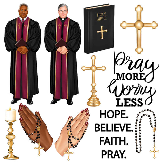 Pastor - Priest - Minister - Church - Religious - Set 2 - Half Sheet Misc. (Must Purchase 2 Half sheets - You Can Mix & Match)