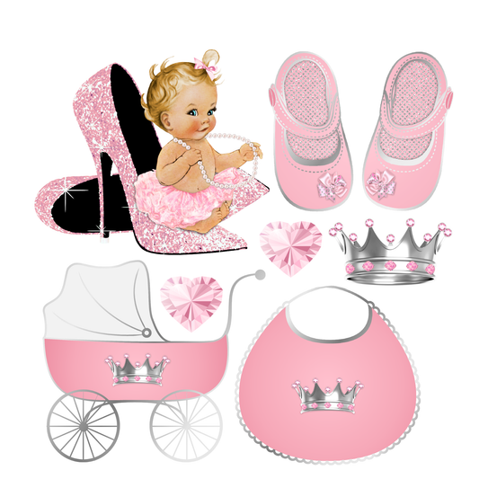 Pink Baby Girl Set 2 Half Sheet Misc. (Must Purchase 2 Half sheets - You Can Mix & Match)