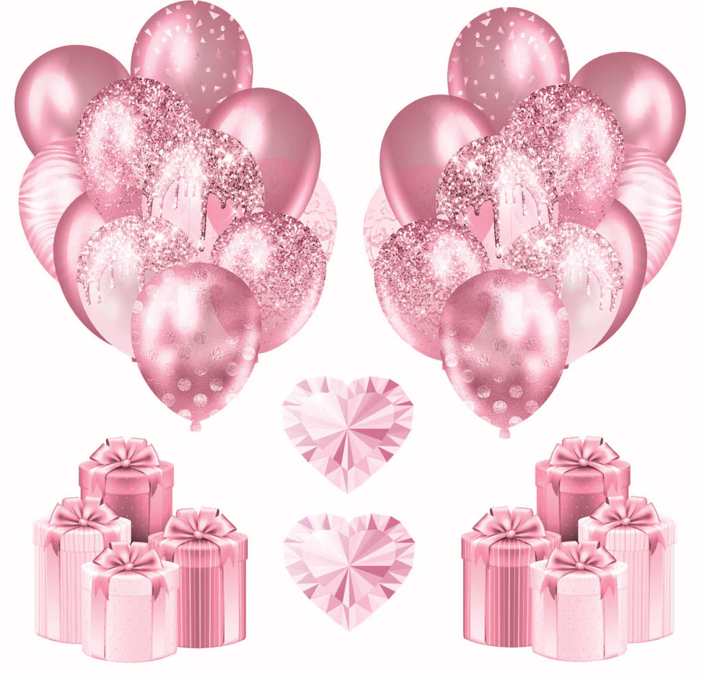 Pink Balloons 1 Half Sheet  (Must Purchase 2 Half sheets - You Can Mix & Match)