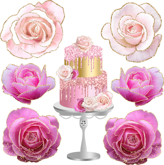 Pink Cake and Roses Half Sheet  (Must Purchase 2 Half sheets - You Can Mix & Match)3