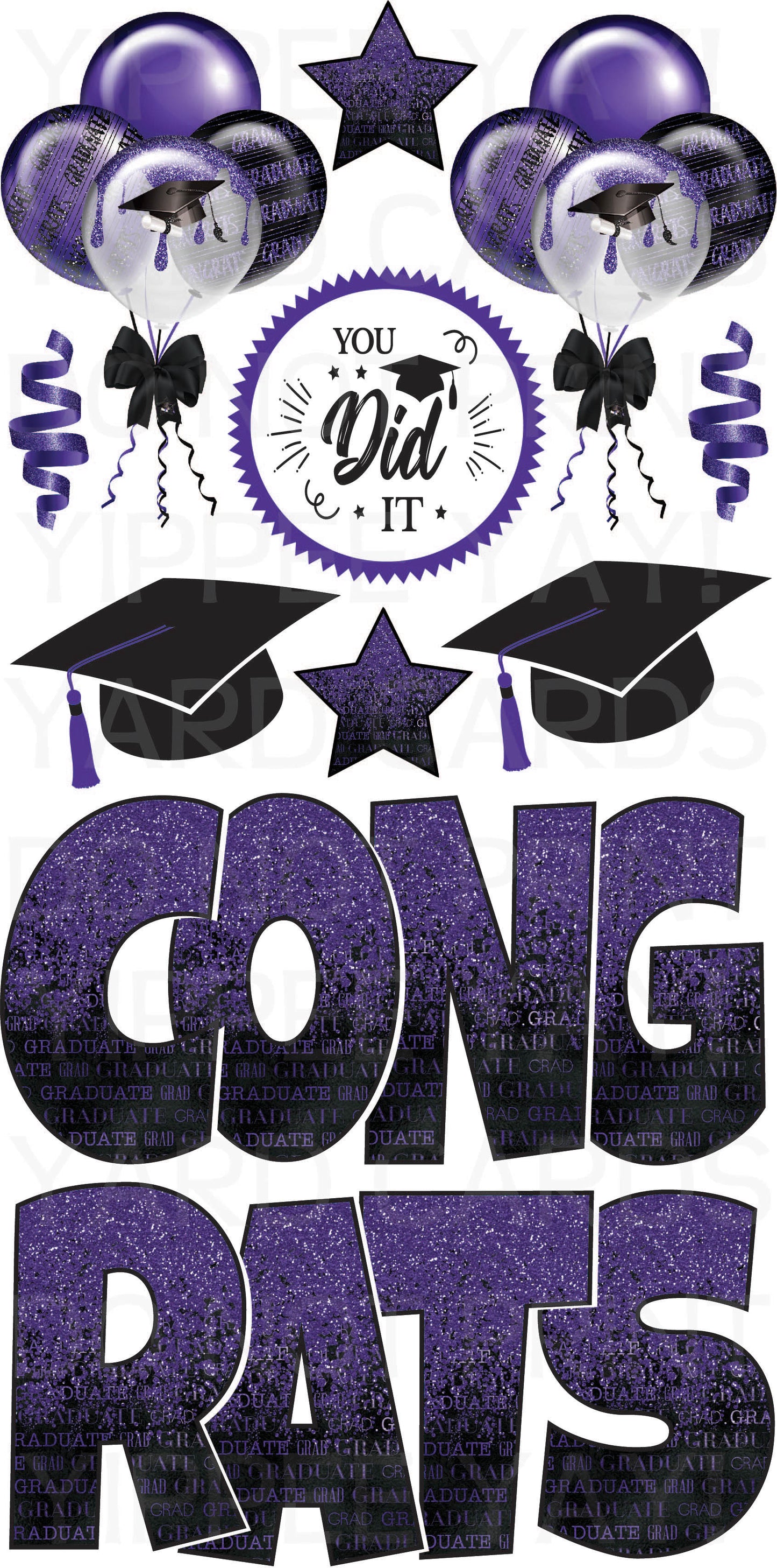Graduation Flair 1 - Set 1 - Black and Purple - Congrats Ez Set