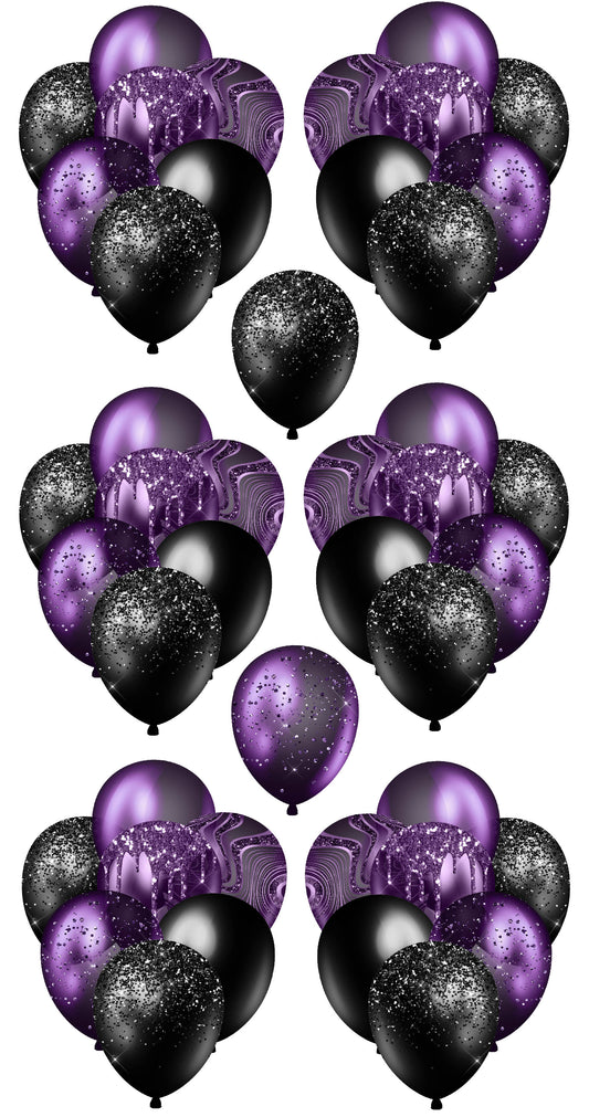 3 Sets of Balloon Bunches - Purple and Black - Set 16