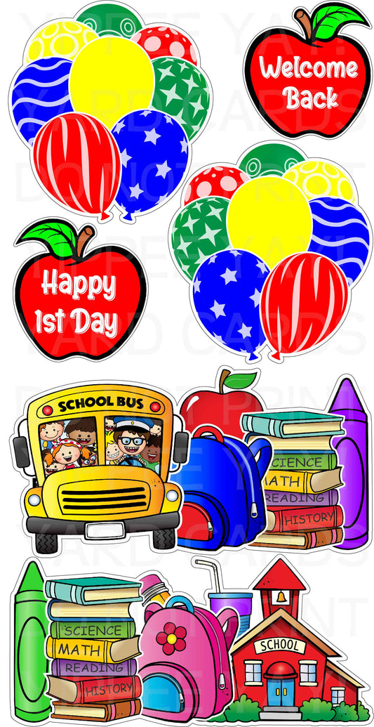 Rainbow Balloons and School Panels - Back to School - Balloons - Full Sheet