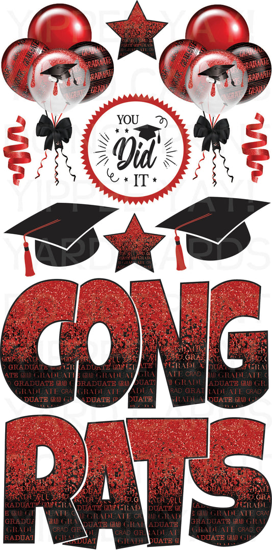 Graduation Flair 1 - Set 1 - Black and Red - Congrats Ez Set
