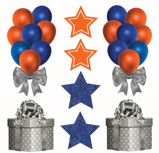 Royal Blue, Orange, Silver Balloons Half Sheet  (Must Purchase 2 Half sheets - You Can Mix & Match)3