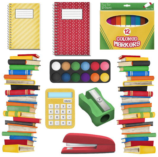 School - Back to School - School Supplies Set 2 - Half Sheet Misc. (Must Purchase 2 Half sheets - You Can Mix & Match)