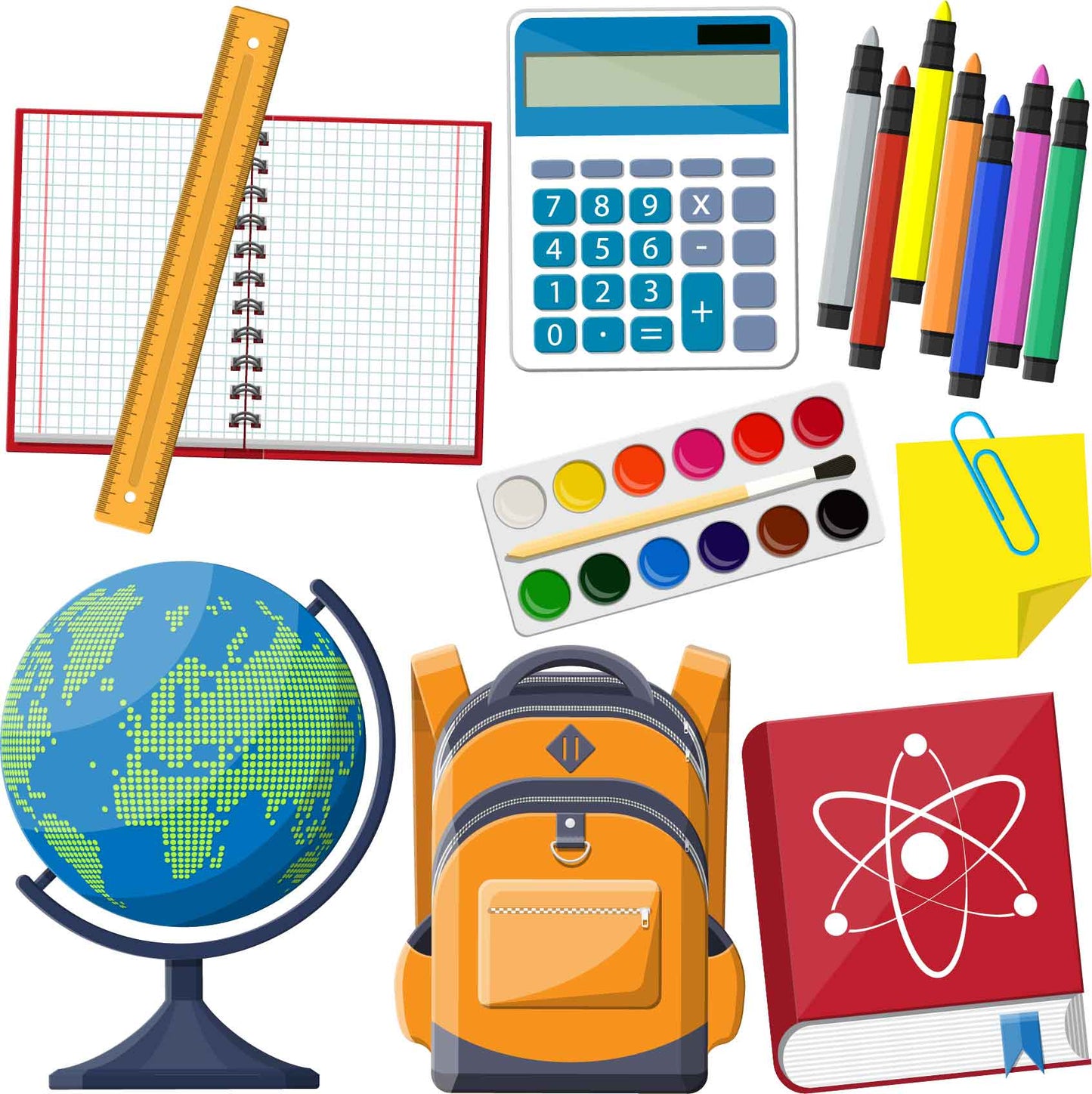 School - Back to School - School Supplies Set 3 - Half Sheet Misc. (Must Purchase 2 Half sheets - You Can Mix & Match)