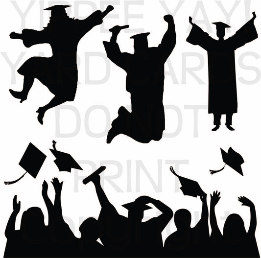 Graduation Silhouettes - Half Sheet Misc. (Must Purchase 2 Half sheets - You Can Mix & Match)