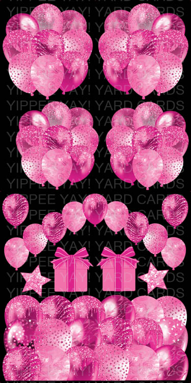 Solid Color Balloon Sheets - Fuchsia Pink - 4 Balloon Bunches, Balloon Arch, Balloon Skirt, 2 Presents, & 2 Stars
