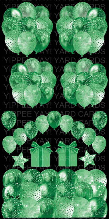 Solid Color Balloon Sheets - Green - 4 Balloon Bunches, Balloon Arch, Balloon Skirt, 2 Presents, & 2 Stars