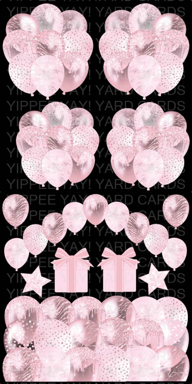 Solid Color Balloon Sheets - Pale Pink - 4 Balloon Bunches, Balloon Arch, Balloon Skirt, 2 Presents, & 2 Stars