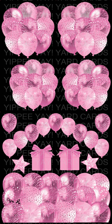 Solid Color Balloon Sheets - Pink - 4 Balloon Bunches, Balloon Arch, Balloon Skirt, 2 Presents, & 2 Stars