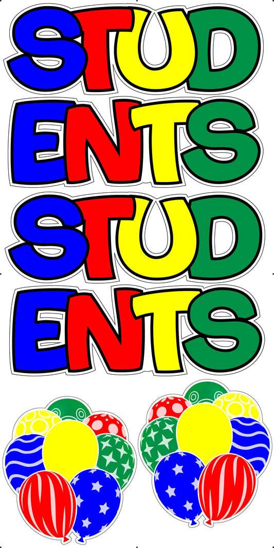Students x 2 Rainbow - Back to School - Balloons - Full Sheet