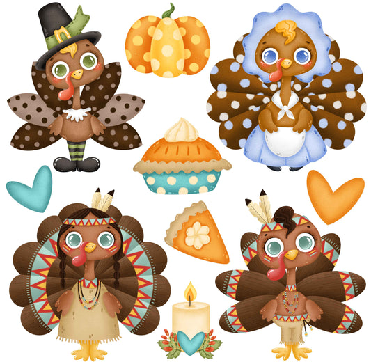 Thanksgiving Set 5 Half Sheet Misc. (Must Purchase 2 Half sheets - You Can Mix & Match)