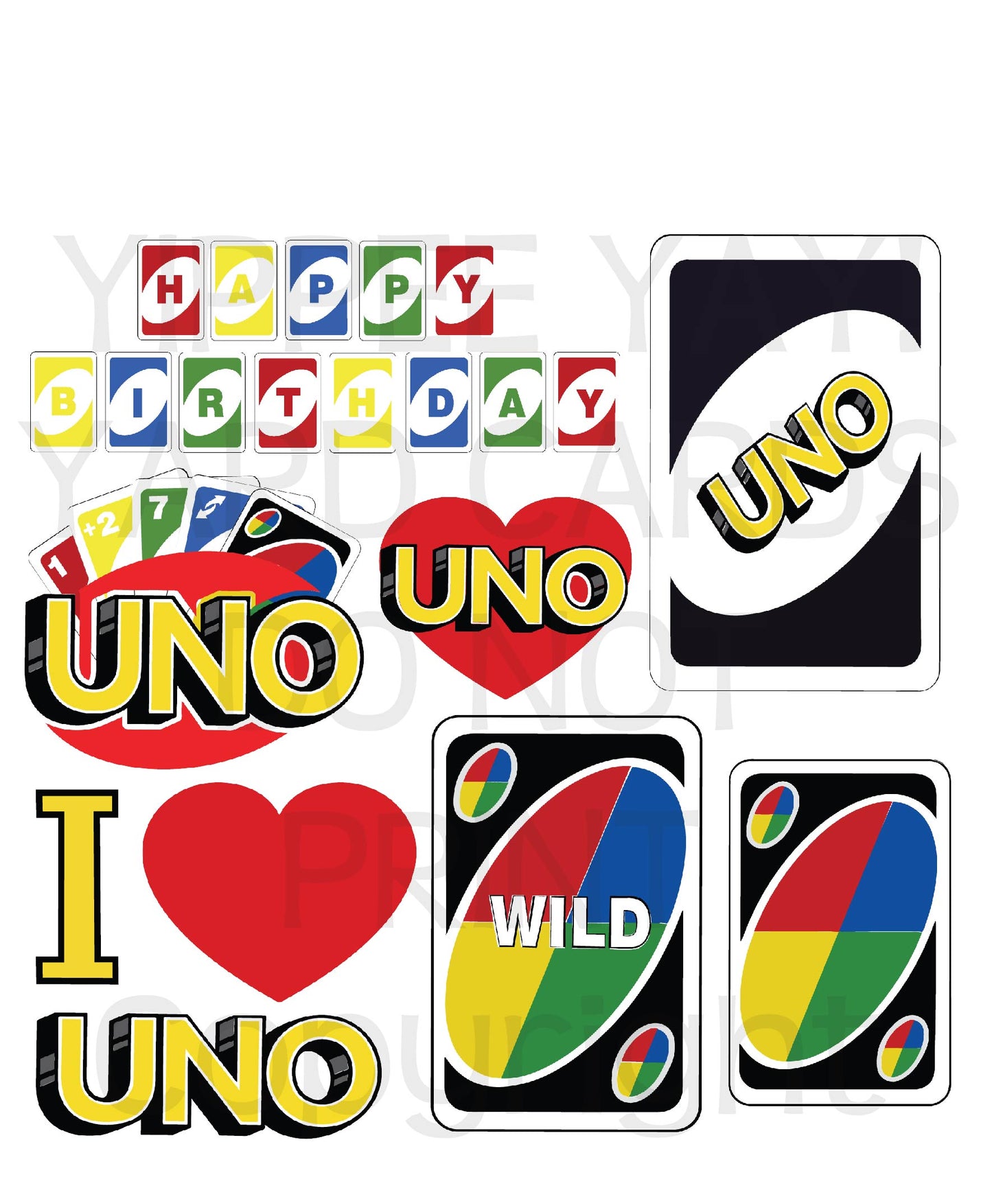 Uno Card Game Half Sheet Misc. (Must Purchase 2 Half sheets - You Can Mix & Match)