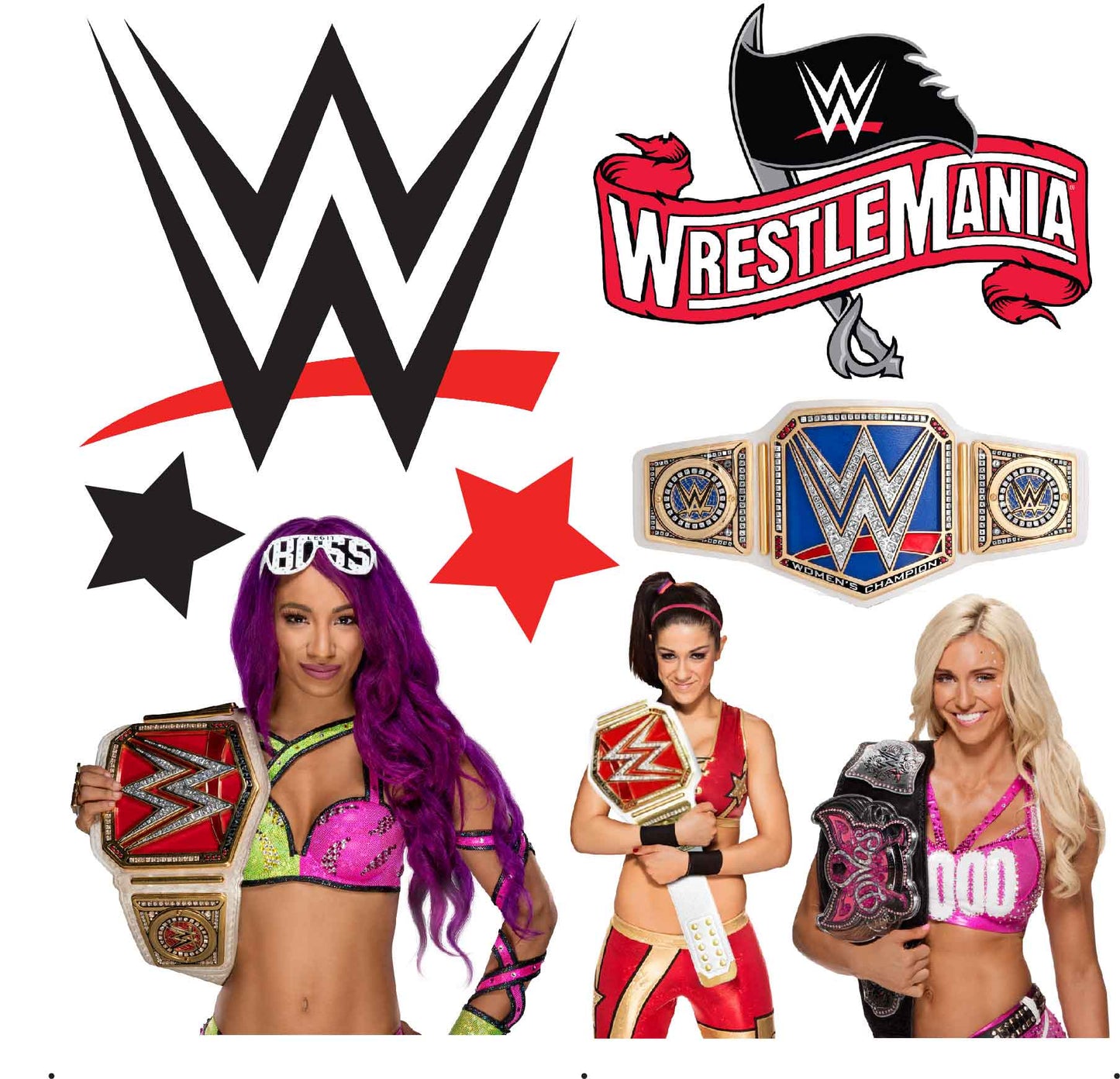 WWE Womens Wrestling Set 2 (Must Purchase 2 Half sheets - You Can Mix & Match)