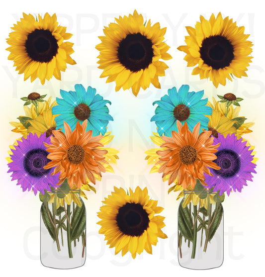 Colorful Sunflowers Half Sheet Misc. (Must Purchase 2 Half sheets - You Can Mix & Match)